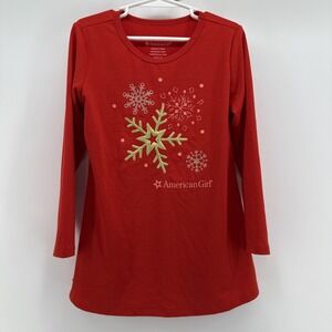American‎ Girl Girl's Night Shirt red Snowflake XS -6